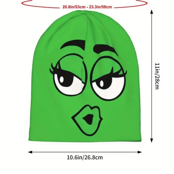 NWT! Unisex Green Girl M&M Candy Beanie! - Picture 6 of 6